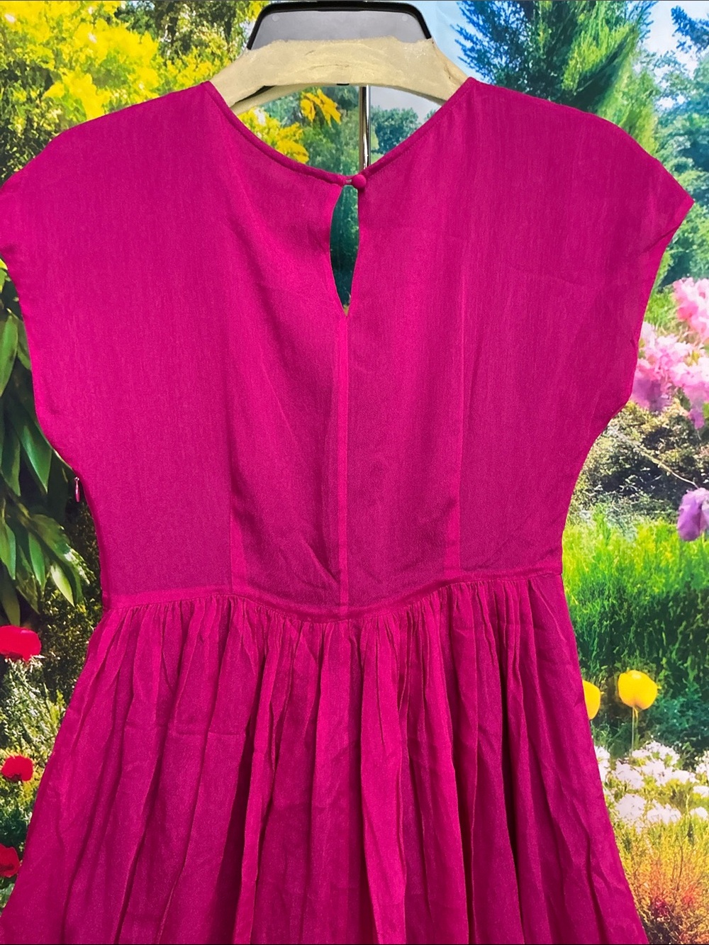 Boden Fuchsia Sleeveless Gathered Waist Dress. sz 4   #2216 - Picture 5 of 6